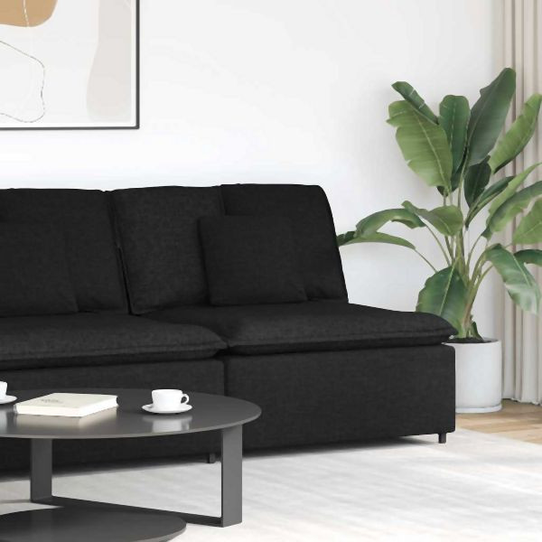 vidaXL Modulares Sofa Mittelmodul mit Kissen Schwarz 100 cm, 4104419