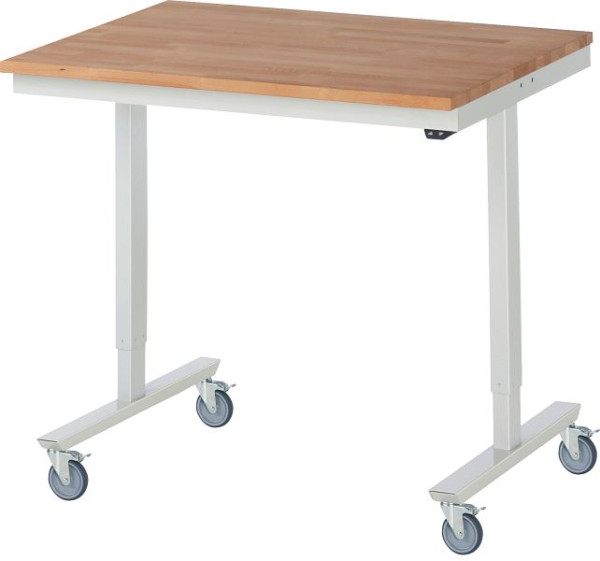 RAU Fahrbarer Arbeitstisch adlatus 150 kg, 1000x800x855-1255mm, B-Platte-25 mm, 08-AT-100-080-B-4LF