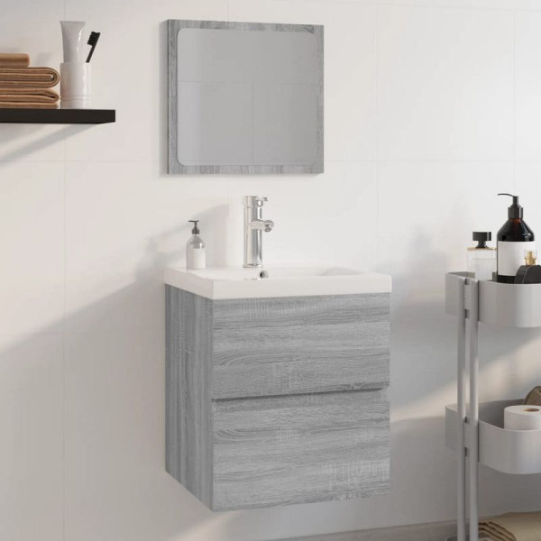 vidaXL Badmöbel-Set Grau Sonoma Holzwerkstoff, 3152865