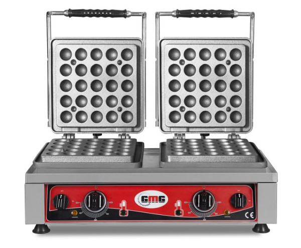 GMG Waffeleisen Lokmia-L, 2x (Ø 25 x 4,2cm x 1,2cm / 2,4cm), 50° bis 300°C feste Backplatte aus Gusseisen, umlaufende Fettfangrinne, KGW-27L