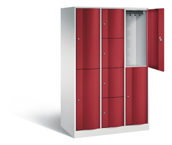 C+P XL-Kombi-Schließfachschrank Resisto, H1950xB1148xT640mm, Farbe: Lichtgrau / Rubinrot, 8070-3732 S10019