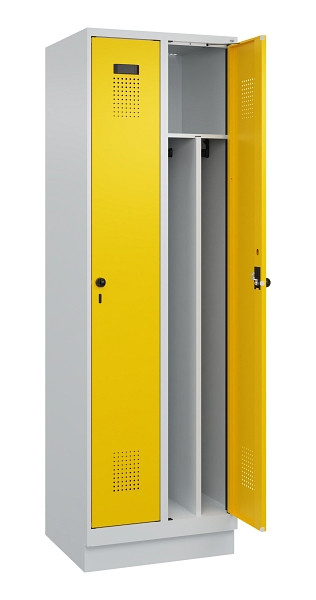 C+P Spind Evolo PLUS, mit Sockel, 2 Abteile, 1950x600x500mm, 7035/1023, Verschluss Drehriegel, 049020-20F S10001