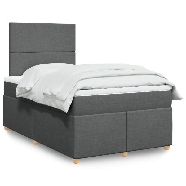 vidaXL Boxspringbett mit Matratze Dunkelgrau 120x190 cm Stoff, 3293513