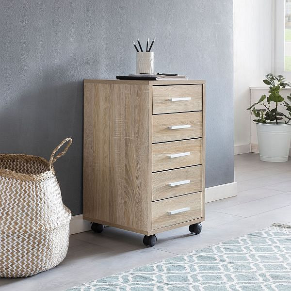 Wohnling Rollcontainer LISA Sonoma 33 x 63 x 38 cm Holz, WL5.272