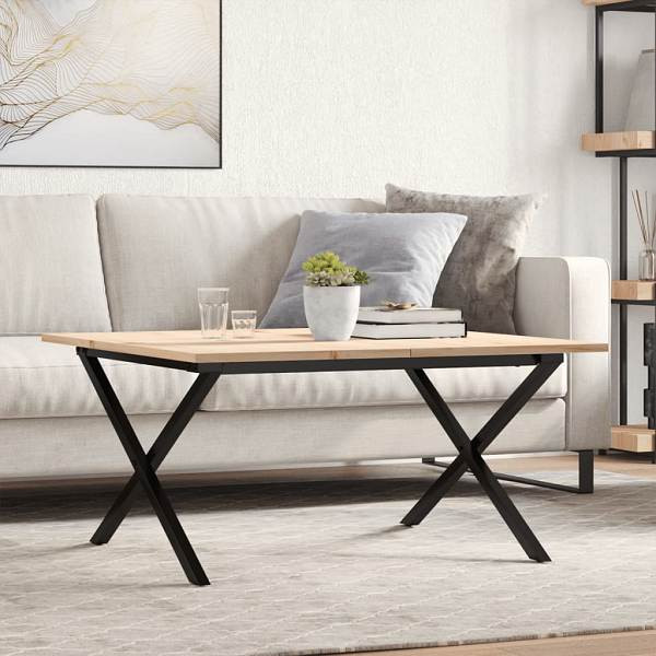vidaXL Couchtisch X-Gestell 90x90x45cm Massivholz Kiefer und Gusseisen, 3282687