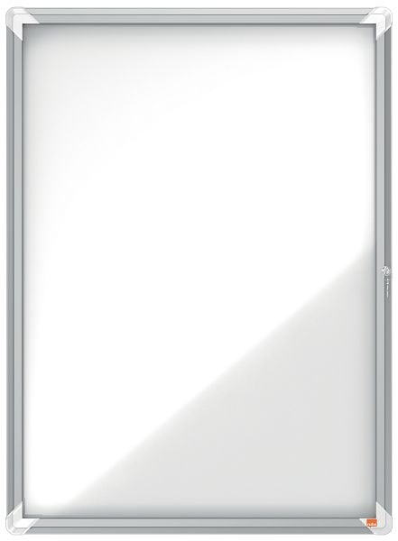 Nobo Premium Plus Schaukasten für den Außenbereich 9 × A4, weiße, magnetische Metall-Rückwand, Klapptür, 1902580