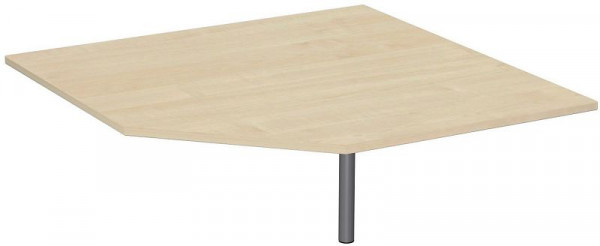 geramöbel Verkettungsplatte Fünfeck 90° mit Stützfuß, mit Kabelführung, höhenverstellbar, 1225x1225x680-820, Ahorn/Silber, N-647510-AS