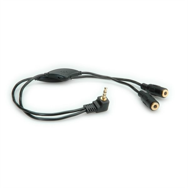 ROLINE Lautsprecher-Y-Kabel, 3,5 mm (Stecker, 2x Buchse), mit Volumenregler, 11.09.4439