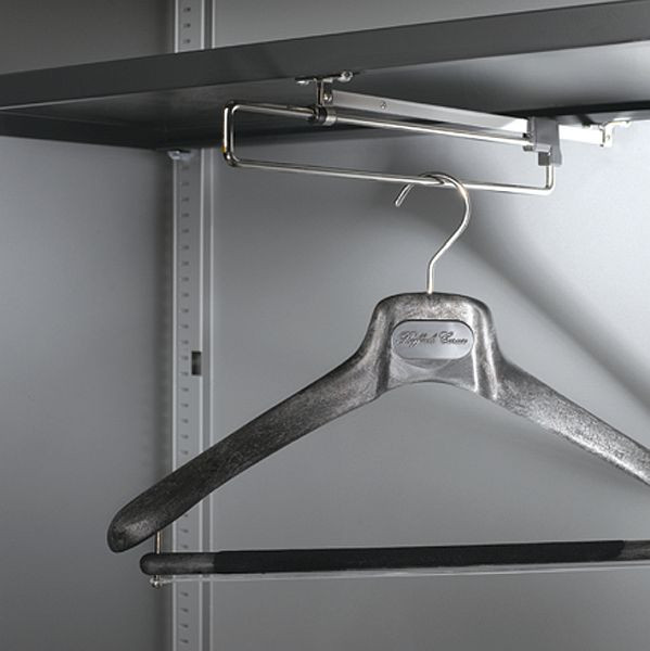 C+P Einlegeboden aus Stahl lackiert, B794xT352 mm, Schwarzgrau, mit ausziehbarer Garderobenstange, 140003-88 S10000