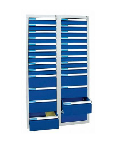stumpf Schubladenschrank Esta mit 26 Schubladen, grau/blau, B 1000 mm, H 1800 mm, 251969