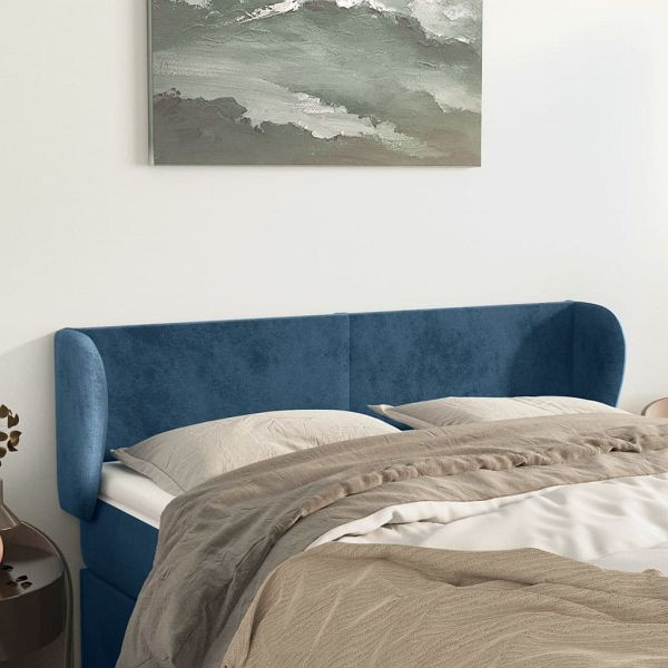 vidaXL Kopfteil mit Ohren Dunkelblau 147x23x78/88 cm Samt, 3116916