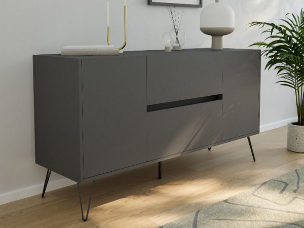 Posseik Sideboard Industrial F 140cm 2 Schubladen 2 Türen Grafit, PN2083X0000003DE