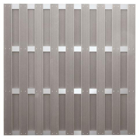 T&J JINAN-Serie grau, 180 x 180 cm, WPC-Bretterzaun, Querriegel ALU anodisiert, 44732