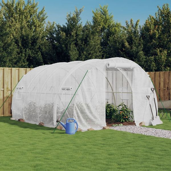 vidaXL Gewächshaus mit Stahlrahmen Weiß 12 m² 4x3x2 m, 3188050