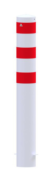 Schake Rammschutzpoller Ø 193 mm, mit 3 rot reflektierenden Streifen, weiß pulverbeschichtet, 4L191BSRO