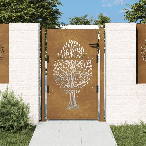 vidaXL Gartentor 105x155 cm Cortenstahl Baum-Design, 153163