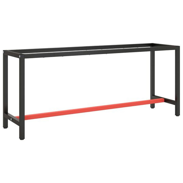 vidaXL Werkbankgestell Mattschwarz und Mattrot 190x50x79 cm Metall, 151453