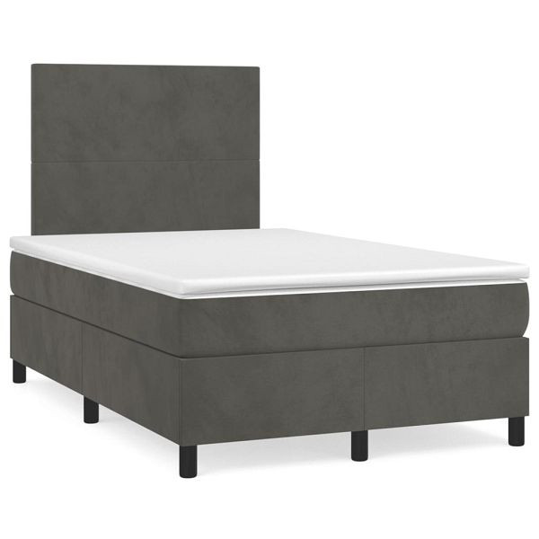 vidaXL Boxspringbett mit Matratze Dunkelgrau 120x190 cm Samt, 3269984