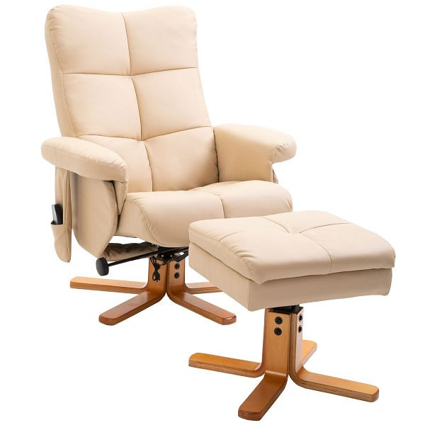 HOMCOM Relaxsessel Massagesessel mit Fußhocker Stauraum Liegefunktion Fernsehsessel mit Massagefunktion, 700-111V02CW