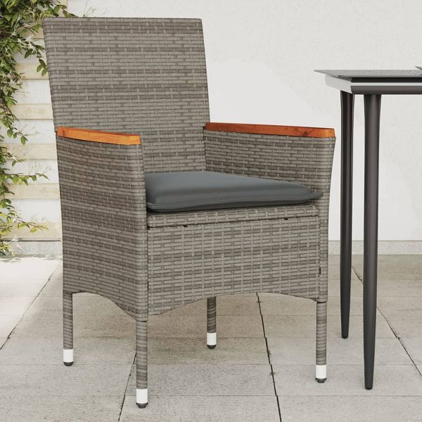 vidaXL Gartenstühle mit Kissen 2 Stück Grau Poly Rattan, 368120