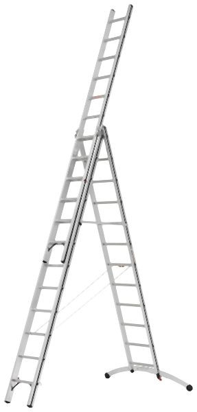 ALU-PRO Mehrzweckleiter dreiteilig mit Smart-Base®, 3x12 Sprossen, Länge eingefahren 3,52 m / ausgefahren 8,02 m, 7024736