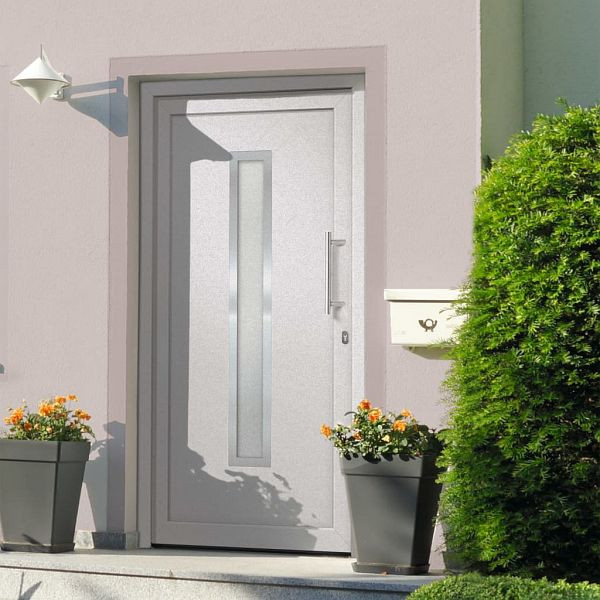 vidaXL Haustür Weiß 88x200 cm, Füllung: 24 mm, Material: PVC-Türrahmen + Sandwichkernfüllung, 279229