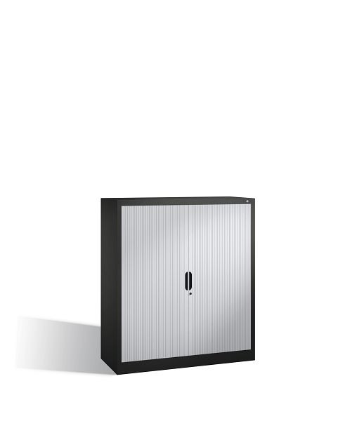 C+P Sideboard mit Rollladen Omnispace, H1345xB1200xT420mm, Farbe: Schwarzgrau / Lichtgrau, Griffmulde, 3 OH, 3223-00 S10042