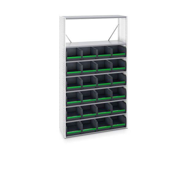 bott verso Regal mit 24 bottBoxen mit 8 Fachböden B x T x H: 1150 x 420 x 2000 mm, RAL 7035/ verzinkt, 46003002.16