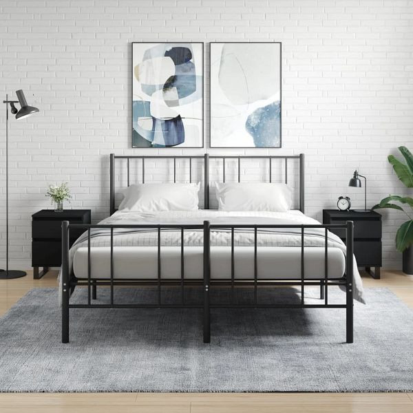 vidaXL Nachttische 2 Stück Schwarz 40x35x50 cm Holzwerkstoff, 830687