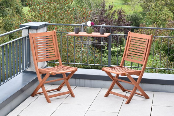 Merxx Cordoba Set 3-teilig, 2 Cordoba Klappstühle, 1 Balkonhängetisch 60 x 40 cm, FSC Eukalyptusholz, 50615-011