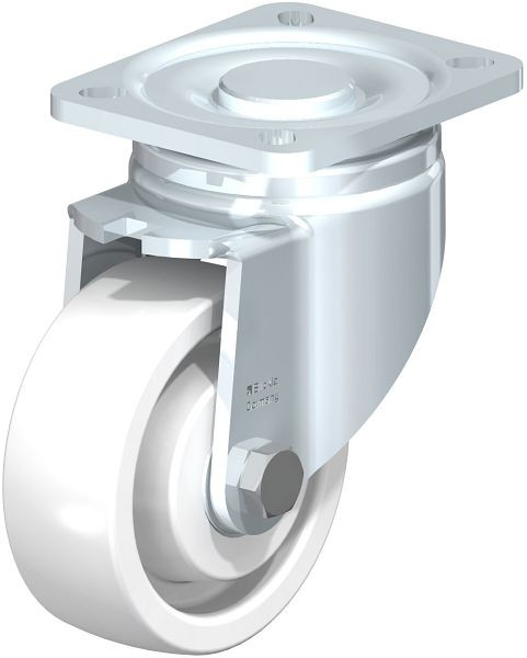 Blickle LH-SPO 100K-1 Stahlblech-Lenkrolle, Schwerlast-Ausführung, mit Anschraubplatte, Polyamid, Weiß, 13680