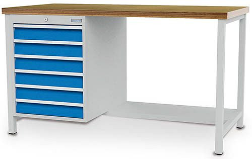 Bedrunka+Hirth Kastenwerkbank Serie 1500 R18-24, 6x100 mm, Schubladen-Vollauszug 100%, 1500 x 750 x 959 mm, 03.14.23-LV9
