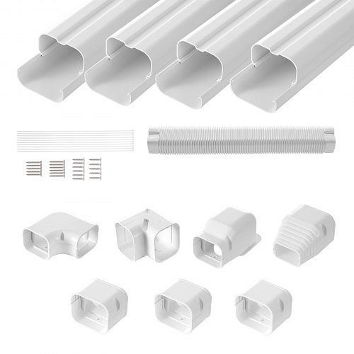 VEVOR Mini-Split PVC-Abdeckung 76,2 mm x 4830 mm, 4 Kanäle, überstreichbar, für Klimaanlagen und Wärmepumpen, weiß, BSKSQFTSKDGX6NH9BV0