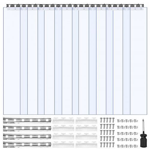 VEVOR PVC-Streifenvorhang, transparent, 1220x2134mm, 2mm dick, 8 Stk., für -55,6℃ bis 30℃, Lager-, Gefrier-, Garagentor, PZPVCML48X845BZ0B001V0