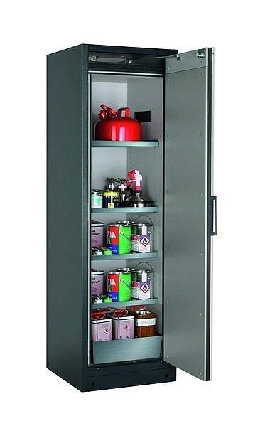 asecos Sicherheitsschrank Q-CLASSIC-90, Q90.195.060.R in lichtgrau RAL 7035 mit 4x Fachboden (Edelstahl), 30073-041-33413