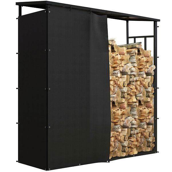 Outsunny Feuerholzregal aus Kunststoff und Metall, wasserfest und stabil, für alle Witterungen geeignet, trägt bis zu 2000 kg, 842-356V00BK