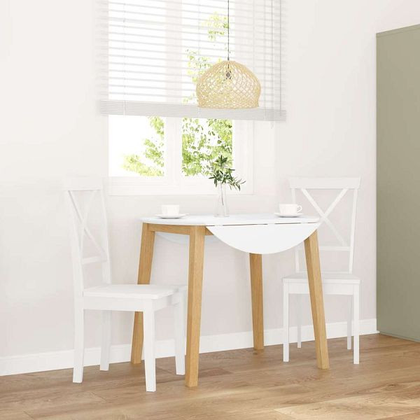 vidaXL Esszimmerstühle 2 Stk. Weiß Massivholz Gummibaum, 4102407