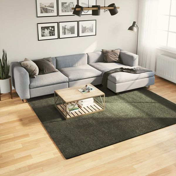 vidaXL Teppich HUARTE Kurzflor Weich und Waschbar Waldgrün 240x240 cm, 375101