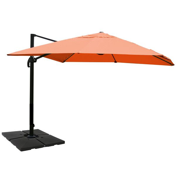 Mendler Gastronomie-Ampelschirm HWC-A96, 3x4m (Ø5m) Polyester Alu/Stahl 26kg, terracotta mit Ständer, 134324+35661