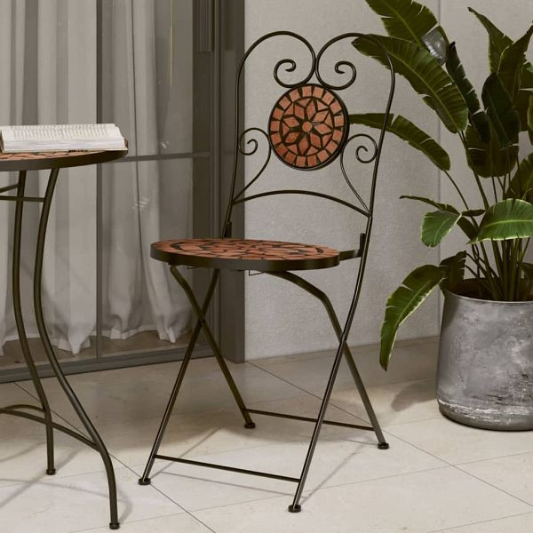vidaXL Bistrostühle 2 Stück Klappbar Terracottarot Keramik, 4003403