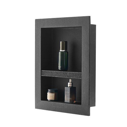 VEVOR Duschnische, 10,16x40,64x50,8 cm, mit Trennregal, Seifen- & Shampoo-Organizer, rechteckig, schwarz für Badezimmer, SLLYBK2C16INJ0D06001V0