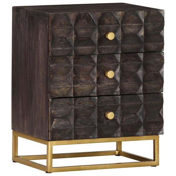 vidaXL Nachttisch Schwarz 40x30x50 cm Massivholz Mango, 320813