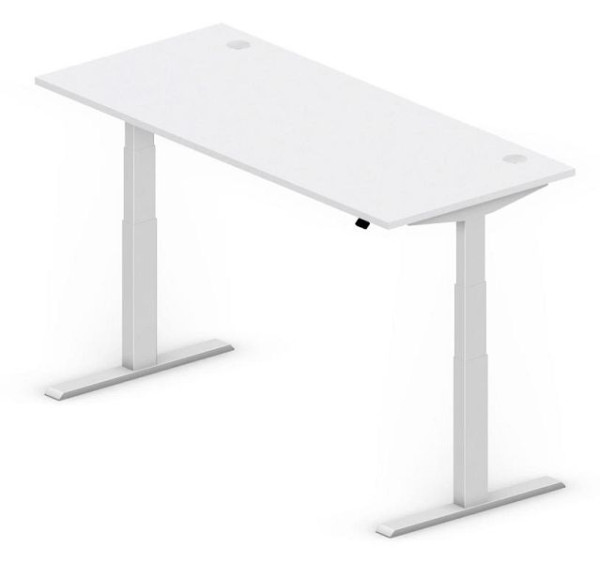 Deskin Sitz-/Stehtisch COMFORT MULTI M, Lichtgrau, 2000 x 800 x 640-1300 mm, Gestell Alusilber, 331905