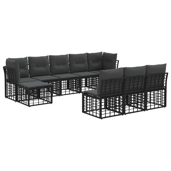 vidaXL Outdoor-Sofagarnitur Schwarz und Dunkelgrau Polyester, 3437561