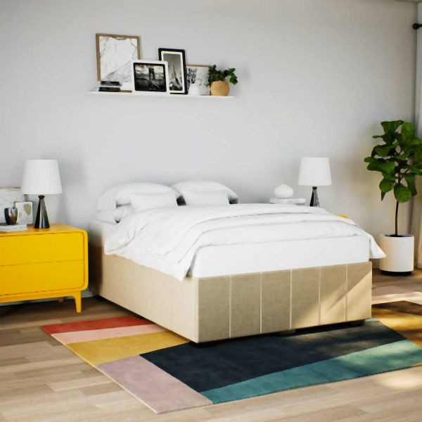 vidaXL Bettgestell ohne Matratze Creme 160x200 cm Stoff, 3284851