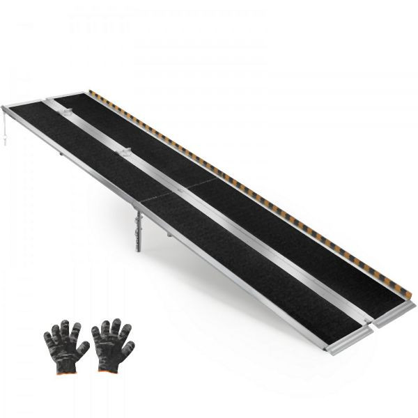 VEVOR Faltbare Rollstuhlrampe 3045x745mm, 362,9kg Traglast, Schwellenrampe rutschfest, 170-400mm Stützfüße, tragbar, ZDKMJPD120YCYHLXT001V0