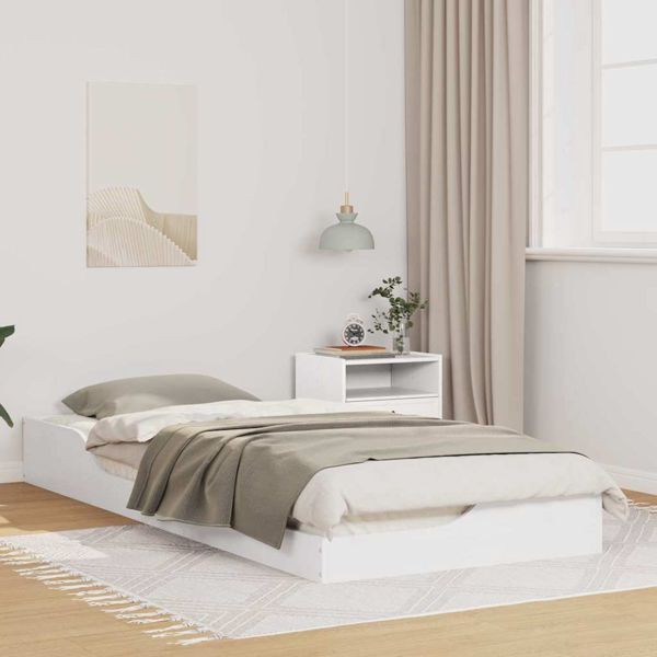 vidaXL Bodenbettgestell Weiß 90 x 220 cm Massivholz Kiefer, 873413