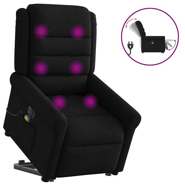 vidaXL Elektrischer Massagesessel mit Aufstehhilfe Schwarz Stoff, 3303346