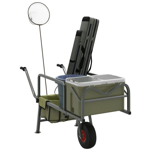 vidaXL Angelwagen Grün mit Rad Pulverbeschichteter Stahl, 94869