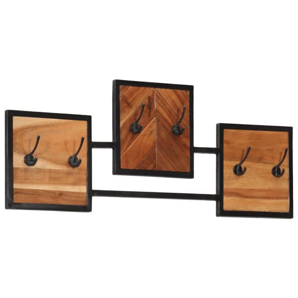 vidaXL Wandgarderobe 90x1x35 cm Massivholz Akazie und Eisen, 372743